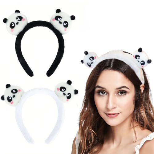 CATOR 2 Pièces Bandeau Oreilles d'Ours, Serre Tête avec Oreille Mignon, Serre Tête Ours, Bandeau Cheveux Animaux en Peluche, Serre Tête Oreille Fille, pour Fête Déguisement Mascarade