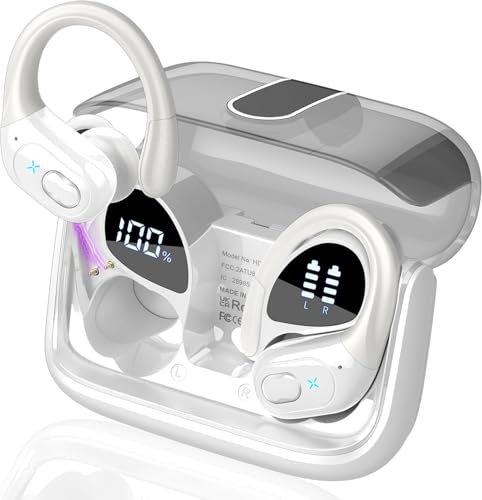 STECEi Bluetooth Kopfhörer, Kopfhörer Kabellos Bluetooth In Ear Kopfhörer mit 4 Mikrofon, ENC Lärmreduzierung Ohrhörer, Weiß