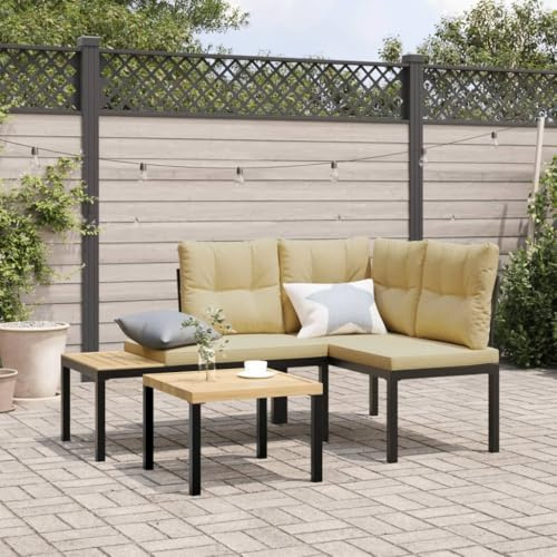 Festnight Gartenlounge Set Metall Lounge Möbel Outdoor Ecklounge Terrassenmöbel Außen Balkon Lounge Gartenmöbel Loungemöbel Ecksofa Gartensofa Lounge Set Outdoor Sofa Balkonmöbel