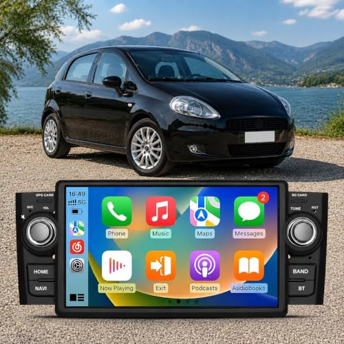 VIBEX | Autoradio Android 7 per Fiat e Abarth Grande Punto 2006-2010 Apple CarPlay & Android Auto, Schermo IPS, GPS, WiFi 5G, FM, Comandi al Volante | Sistema Linux
