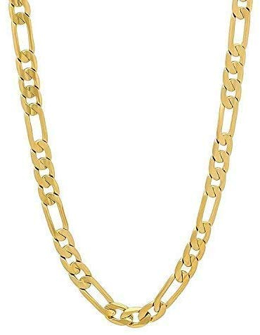 Kubanische Figarokette 7 mm vergoldet mit bis zu 22 x echter 24 Karat Goldbeschichtung für Herren und Damen Hip Hop