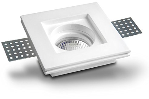 Eurekaled® - Portafaretto in Gesso CERAMICO da Incasso Quadrato Slim per Controsoffitti COD.PF1240