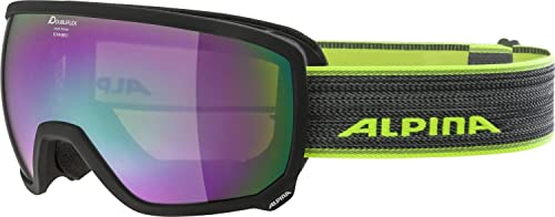 ALPINA SCARABEO Q-LITE - Verspiegelte, Kontrastverstärkende OTG Skibrille Mit 100% UV-Schutz Für Erwachsene, black matt, One Size