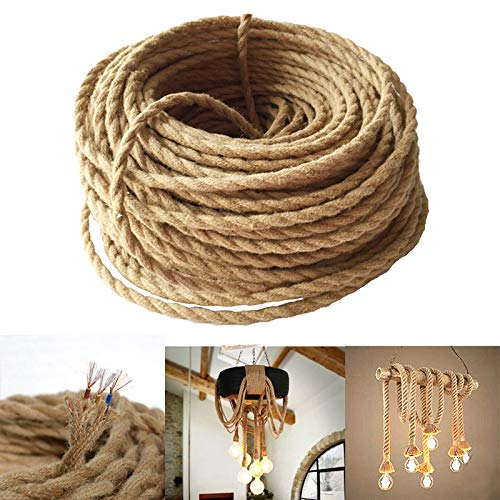 GreenSun LED Lighting 5M Cavo elettrico a 3 fili per illuminazione a LED, 3 x 0,75 mm2, intrecciato, rivestito in tessuto, cavo di alimentazione fai da te per lampada a sospensione