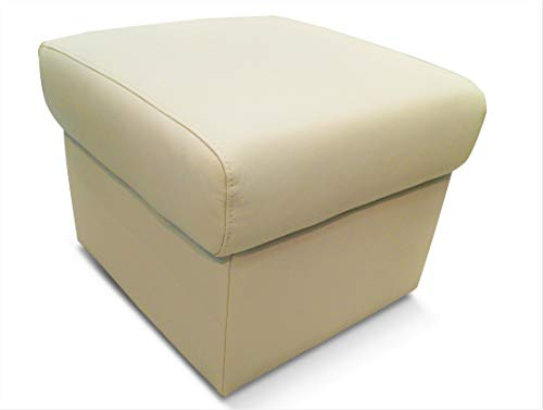 Quattro Meble Elfenbeinfarbe Echtleder Hocker 50cm x 50cm aufklappbar mit Stauraum Sitzhocker Rindsleder Sitzwürfel Fußhocker Polsterhocker Echt Leder Puff
