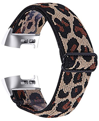 GIMart Kompatibel mit Fitbit Charge 4 Armband/Charge 3 Armband für Damen Herren, Stoff Atmungsaktives Sportband Gewebtes Nylon Ersatzarmband Armband für Fitbit Charge 3 & Charge 4 & SE (Leopard)