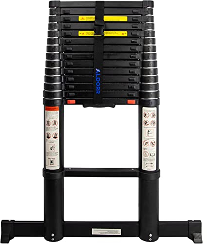 ALDORR Professional 4,40M Teleskopleiter aus hochwertigem Aluminium - Mehrzweckleiter - Belastbarkeit bis zu 150kg - Soft-Close-System - Opti-Grip - Sicher und zuverlässig (EN131)