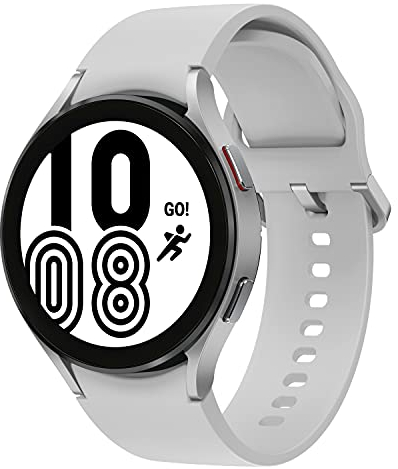 Samsung Galaxy Watch4, Runde Bluetooth Smartwatch, Wear OS, Fitnessuhr, Fitness-Tracker, 44 mm, Silver (Deutche Version)