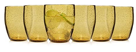 Sänger | Trinkgläser Set London, 6-teiliges Gläser Set in Bernstein für 6 Personen aus Glas, Wassergläser Tropfen Textur | 320 ml