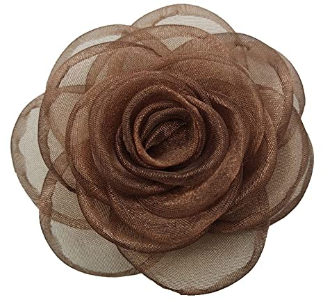 KABELIF Damen Blume Haarspange, Blume Haarklammer, Blume Haarclip Haarschmuck, Rose Broschen Ansteckblume, Blume Corsage für Hochzeit Bankett Party (Kaffee)