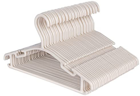 ilauke 36 Stück Kleiderbügel Kinderkleiderbügel Set, Baby Kleiderbügel Hangers aus Kunststoff, Aufbewahrung Kleiderschrank Kleiderbuegel 27CM für Kleinkinder und Babys, Creme Khaki