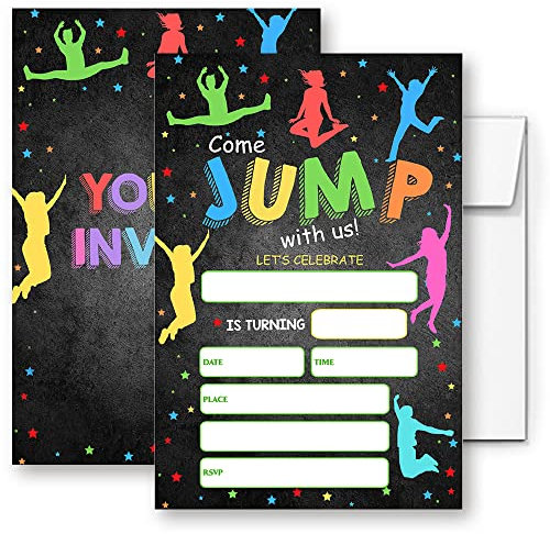 LoaHak Einladungskarten zum Geburtstag, Jump Thema, Jump Geburtstag, Digital, Jump Thema, Geburtstagsparty, Einladungskarten (045)