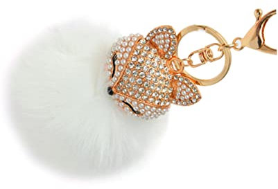 Veemoon Porte-clés En Porte-clés Lapin Porte-clés Pompon Lapin Charmes De Téléphone Portable Porte-clés De à Main à Pompons à Pompons Blanche à Manquer Accessoires