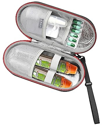 RLSOCO EpiPen Tasche für Kinder & Erwachsene:EpiPen Trainer x2, Auvi-Q, Anti-Histamin, Allergie Medizin Essentials, Inhalator Asthma Relief/Insulin Pen Travel Organizer(Nur Tasche) - Schwarz