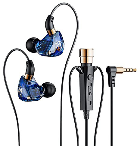 Ghs971 - Cuffie cablate da 3,5 mm con microfono, auricolari HiFi, per streaming Vedio, karaoke, per telefoni cellulari (blu, taglia unica)