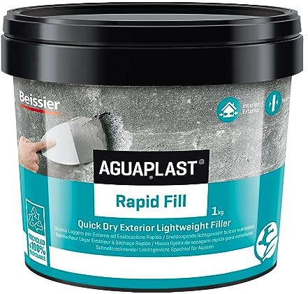 Aguaplast Rapid Fill, stucco in pasta pronto all'uso effetto intonaco per riempimenti. Colore grigio, essicazione rapida - 1kg