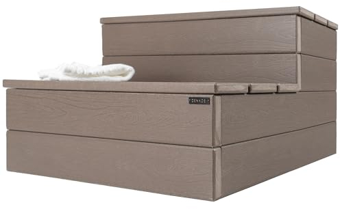 DENKOE Whirlpool-Stufen – Holz aussehender Kunststoff – 100 % wasserdicht – braun, rutschfest, strapazierfähig, vielseitig einsetzbar als Veranda-Treppe, Whirlpool-Treppe, Außentreppe, passend für
