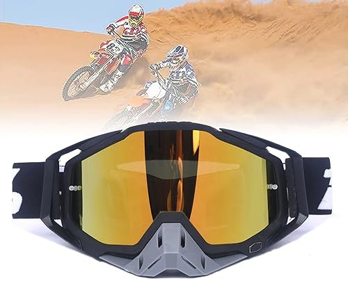 Motocross-Brille Mit Verspiegeltem, Motocross Lederbrille, Motorradbrille, Geeignet Für Motorräder, Rennwagen, Offroad-Rennen, Offroad-Motorräder, Mountainbikes, Ski- Oder Offene Helme Usw, Grau