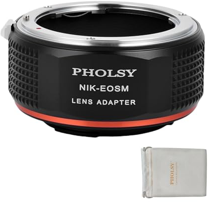 PHOLSY Nikkor F auf EF-M Objektivadapter Kompatibel mit Nikon F AI AIS AF AF-I AF-S Objektivs für Canon EF-M (EOS M) Mount Kameragehäuse EOS M, M2, M3, M5, M6, M10, M50, M100, M200, M50 II, M6 II