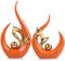 Abstrakte Skulpturen aus Keramik, 23,9 cm, Orange / Gold, Heimdekoration, coole Sachen zum Aufstellen auf Regalen und TV-Ständer, Gold-Akzente, Unterhaltungszentrum, für Kamin, Couchtisch, Esstisch