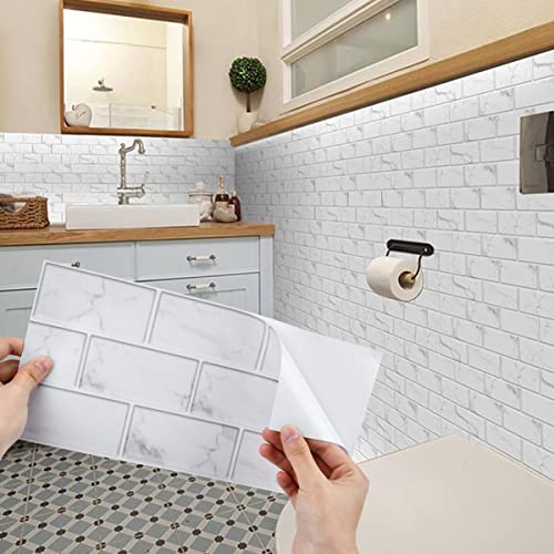 HUMOKI 12 Fogli Piastrelle Adesive Muro, 30 X 15 Cm Piastrelle Pvc Adesive, Piastrelle Adesive, Paraschizzi Cucina Adesivo, Piastrelle Adesive Cucina, Mattonelle Adesive Cucina, Per Cucina e Soggiorno