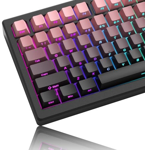 Womier PBT-Tastenkappen, Cherry Profile Side Print Keycap für 60/75/100% Tastaturen, 136 Tasten Glänzende Tastenkappen für Cherry Gateron MX Switches