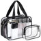 TAIXING Trousse de Toilette Femme Transparente, PVC Trousse Transparente Maquillage Sac Transparent, Grande Trousse Transparente Voyage avec Petite Trousse de Toilette 32*21*16cm Unisexe(Transparent)
