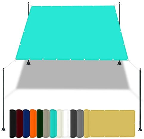 Gartenüberdachung 3 x 4 m Wasserdicht Rechteckig Sonnensegel Balkon Uv-Schutz-Polyestergewebe mit Seil Beschattungsnetz für Pool Schwimmbad Und Gewächshaus, Himmelblau