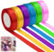 6 Farben Seidenband, 20mm x 22m Seidenbänder Bunte Bänder, Geschenkband Satin, Wetterfeste Bänder für Maibaum, Geeignet für Kuchendekorationen, Bastelarbeiten, Geschenkverpackungen, Fabric Ribbons