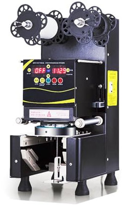Plastic Paper Bubble Tea Cup Sealing Machine Automatic Cup Sealer Electric Sealers for Bar or Milk Tea Shop,Black