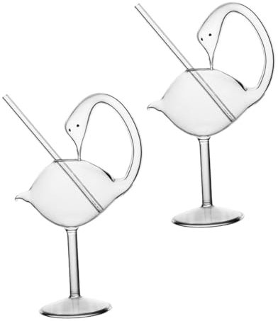 Mikinona 2 Pezzi Bicchiere Di Vetro a Forma Di Da Cocktail Trasparente 178ml Per Vino e Altre Bevande Per Casa, Hotel e Bar