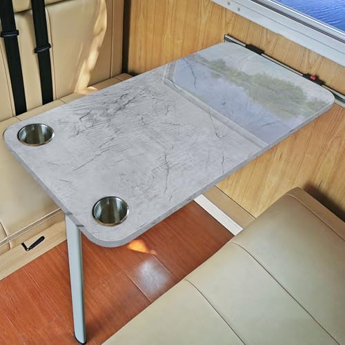 WPWSDWMX Table Camping Car, Table Murale Rabattable avec Pieds Pliants, Pieds Télescopiques en Alliage D'aluminium et Plateau en Panneau de Densité(Gray,76cm/30in)