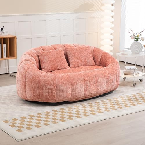 Zweisitzer Boneless Couch mit High Back & Memory Schaum Füllung | Sitzsack Sofa für Erwachsene & Kinder | Lazy Sofa in Chenille Bezug Indoor & Outdoor, Rosa (Ohne Montage)