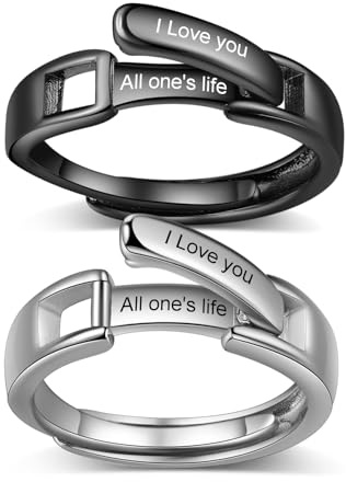 Ashleymade Personalisierte Partnerringe mit Gravur Namen Geburtsstein Edelstahl Paar Ringe für Sie und Ihn Geschenk für Valentinstag Geburtstage Jahrestage