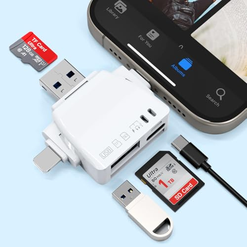 Multi-Port 7 in1 Universal SD TF Kartenleser,SD/Micro Kartenleser USB SD Karten Hub Multiport Adapter für iPhone15/14/13/12,Samsung S24 S23,PC Laptop