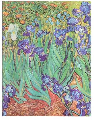 Van Gogh’s Irises Ultra Unlined Hardcover Journal: Hardcover, 120 gsm, ribbon marker, memento pouch, elastic closure, book edge printing