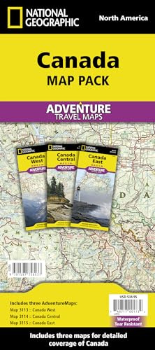 Canada Map Pack: Canada West/ Canada Central/ Canada East: Adventure Maps (National Geographic Adventure Map)