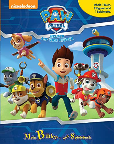 Paw Patrol Mein Bilder- und Spielebuch - Spiel- und Beschäftigungsbuch, 10-seitiges Buch, 9 Spielfiguren, 1 Spielmatte