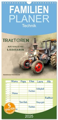 Familienplaner 2025 - Traktoren - alte Schätze für Liebhaber mit 5 Spalten (Wandkalender, 21 cm x 45 cm), CALVENDO: Nostalgische Traktoren - ... in ihren Bann ziehen (CALVENDO Technologie)