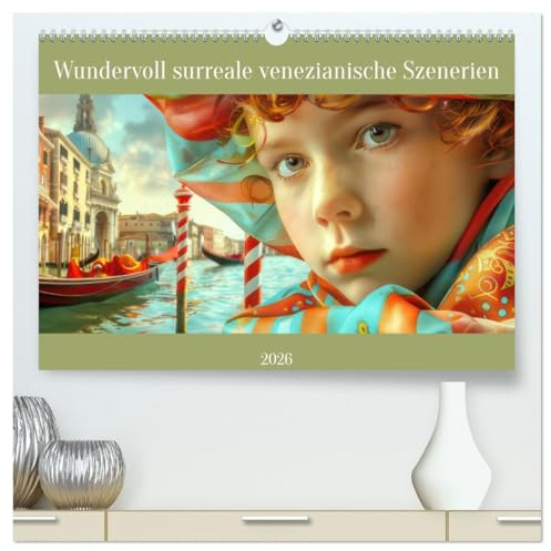 Wundervoll surreale venezianische Szenerien (hochwertiger Premium Wandkalender 2026 DIN A2 quer), Kunstdruck in Hochglanz: Farbenfroh und leicht schräg (CALVENDO Menschen)