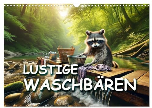 Lustige Waschbären (Wandkalender 2026 DIN A3 quer), CALVENDO Monatskalender: Jeden Monat KI-generierte Waschbären in thematischen Szenen (CALVENDO Tiere)