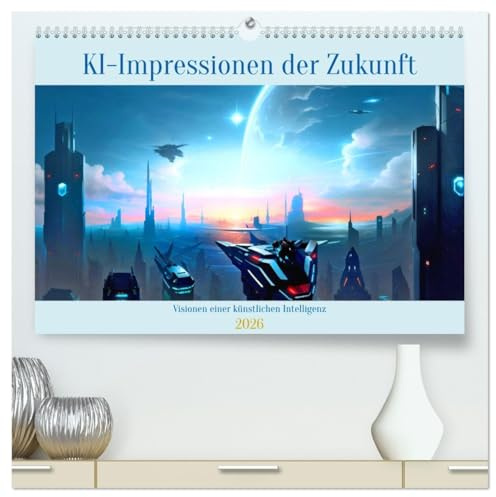 KI-Impressionen der Zukunft (hochwertiger Premium Wandkalender 2026 DIN A2 quer), Kunstdruck in Hochglanz: Wie stellt siche eine künstliche Intelligenz die Zukunft vor? (CALVENDO Kunst)