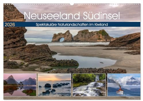 Neuseeland Südinsel - Spektakuläre Naturlandschaften im Kiwiland (Wandkalender 2026 DIN A2 quer), CALVENDO Monatskalender: Einige der atemberaubensten ... Südinsel Neuseelands. (CALVENDO Orte)