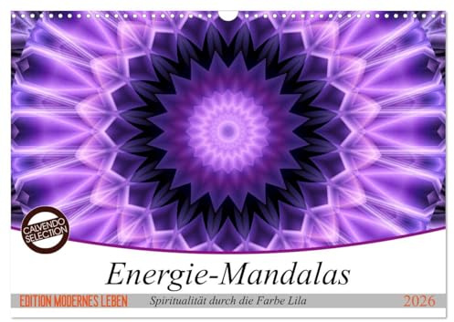 Energie - Mandalas, Spiritualität durch die Farbe Lila (Wandkalender 2026 DIN A3 quer), CALVENDO Monatskalender: Energie-Mandalas in lila von Christine Bässler (CALVENDO Glaube)