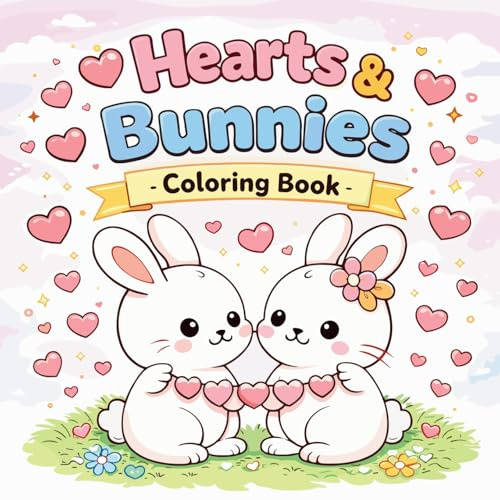 Hearts and Bunnies - Coloring Book