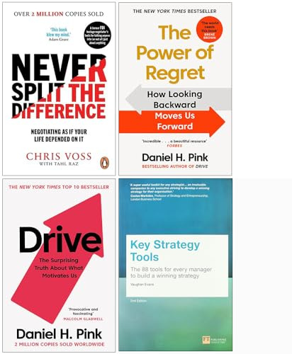 Never Split the Difference, The Power of Regret, Drive & Key Strategy Tools Collection 4 Books Set