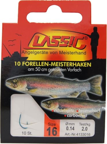 Forellenhaken Forellen Haken zum Forellenangeln blau 50cm, Größe:16