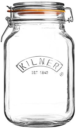 Kilner 0025.513 - Tarro para conservas, mermeladas, base cuadrada y tapa de clip, capacidad: 2 litros
