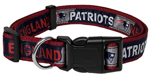 Pets First NFL New England Patriots Hundehalsband, lizenziert, Größe L, strapazierfähig, robust und langlebig, erhältlich in 31 Fußballmannschaften und 4 Größen