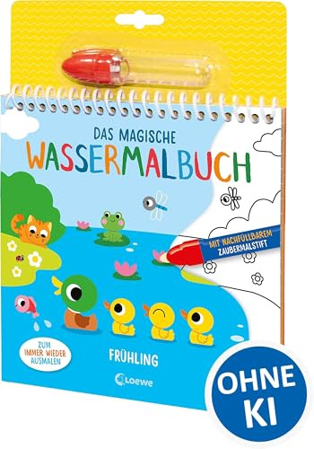 Das magische Wassermalbuch - Frühling: Male die niedlichen Motive mit dem enthaltenen nachfüllbarem Zaubermalstift immer wieder aus! - Für Kinder ab 3 Jahren
